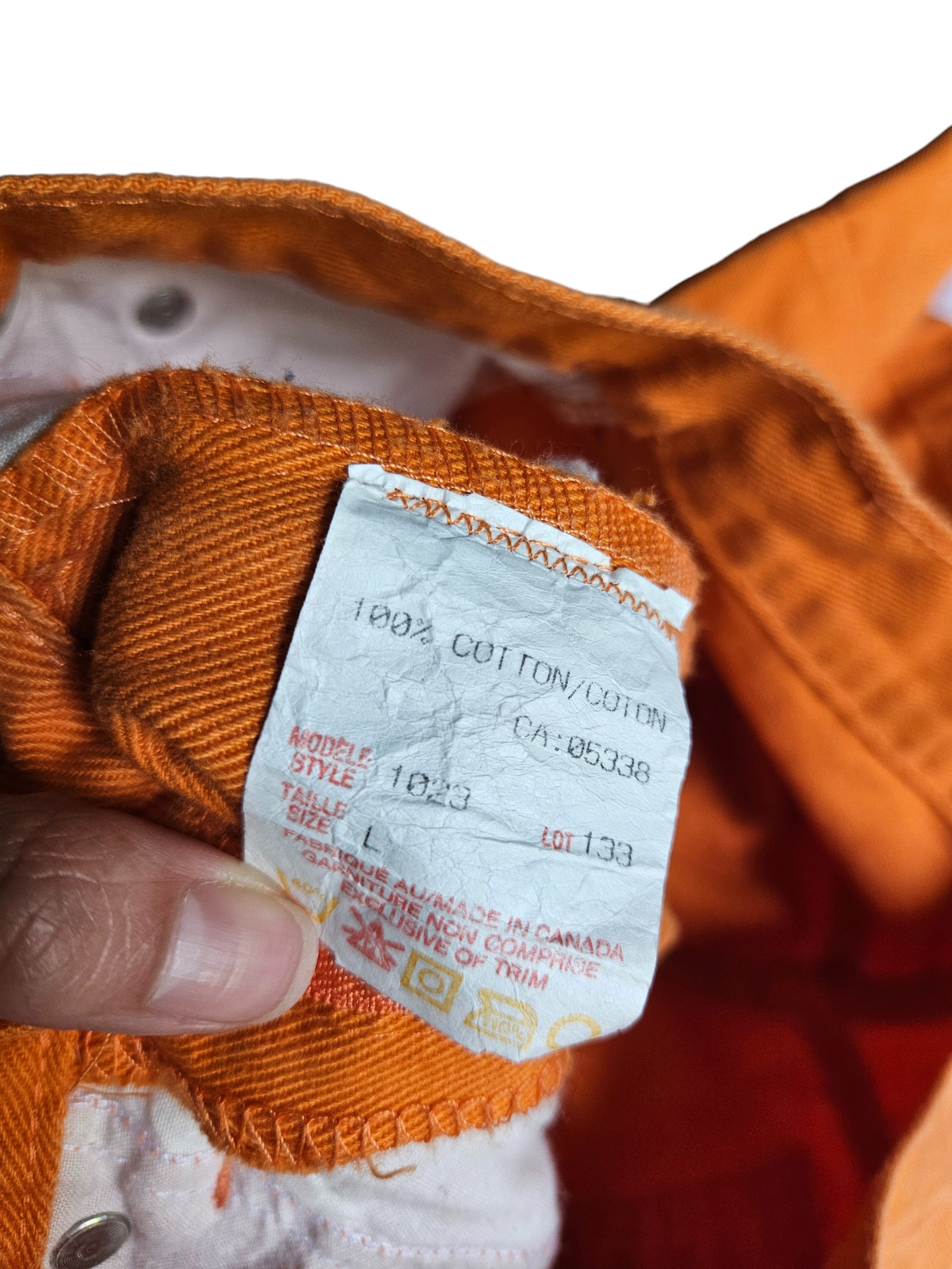 Vintage Pourquoi orange denim shorts Tagged Youth L