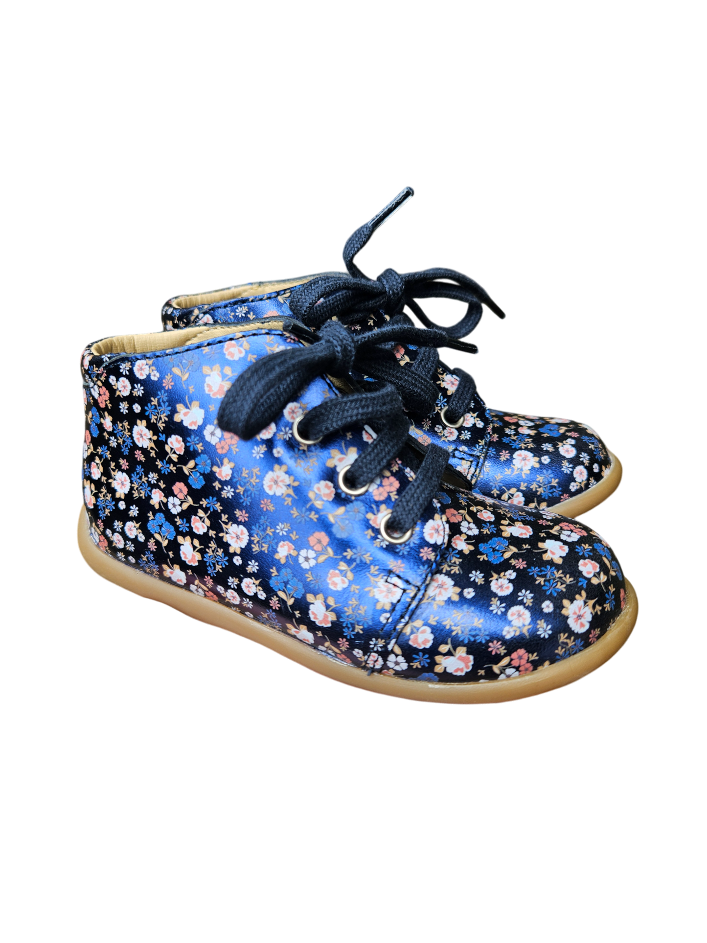 Pom D'Api metallic floral leather boots US7
