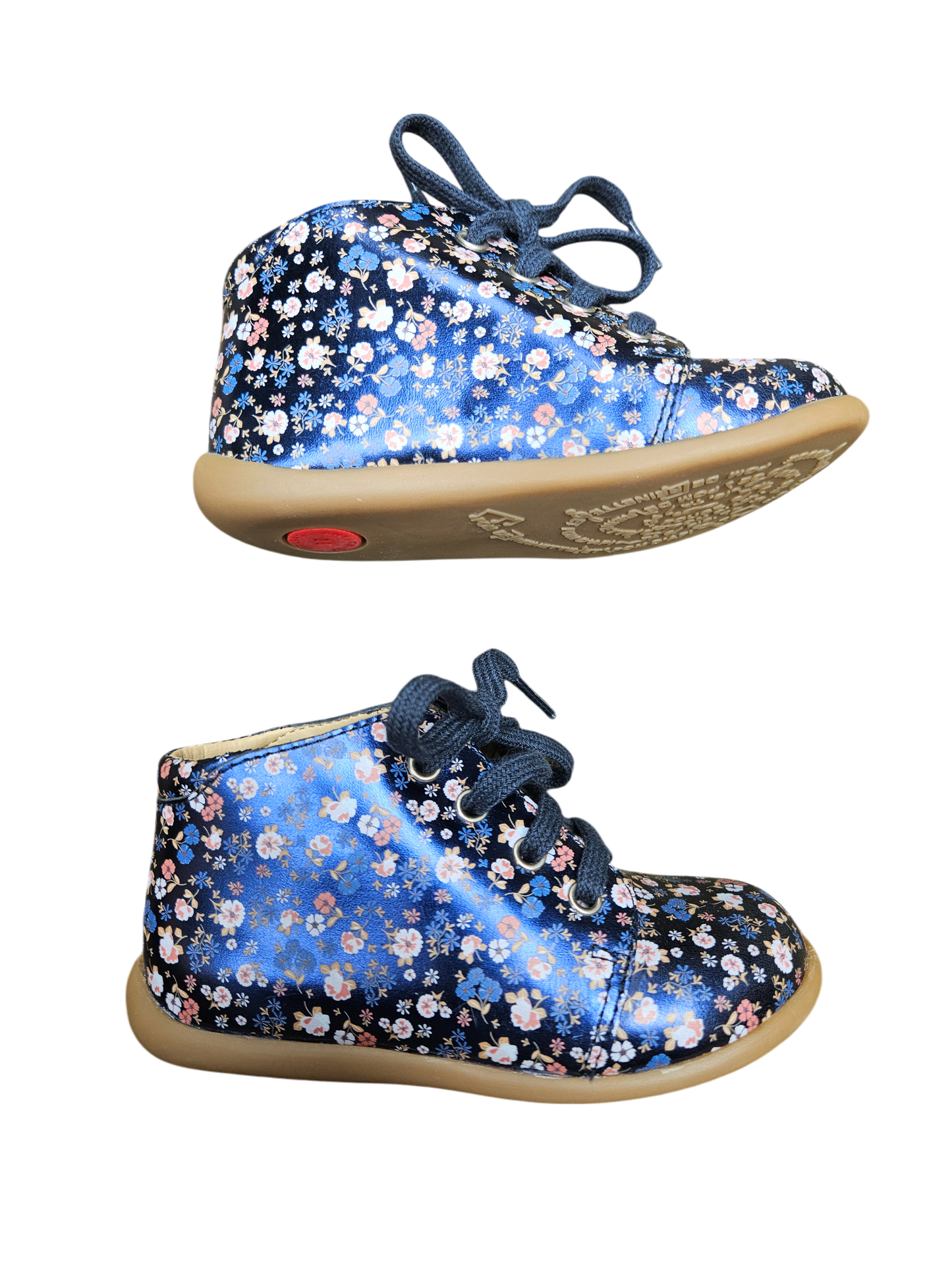 Pom D'Api metallic floral leather boots US7