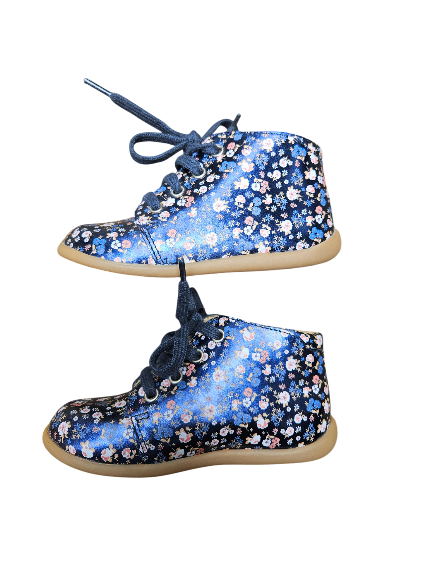 Pom D'Api metallic floral leather boots US7