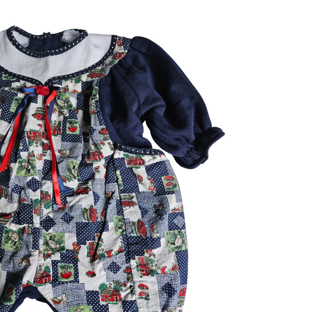 farm/apple print romper 6-12m