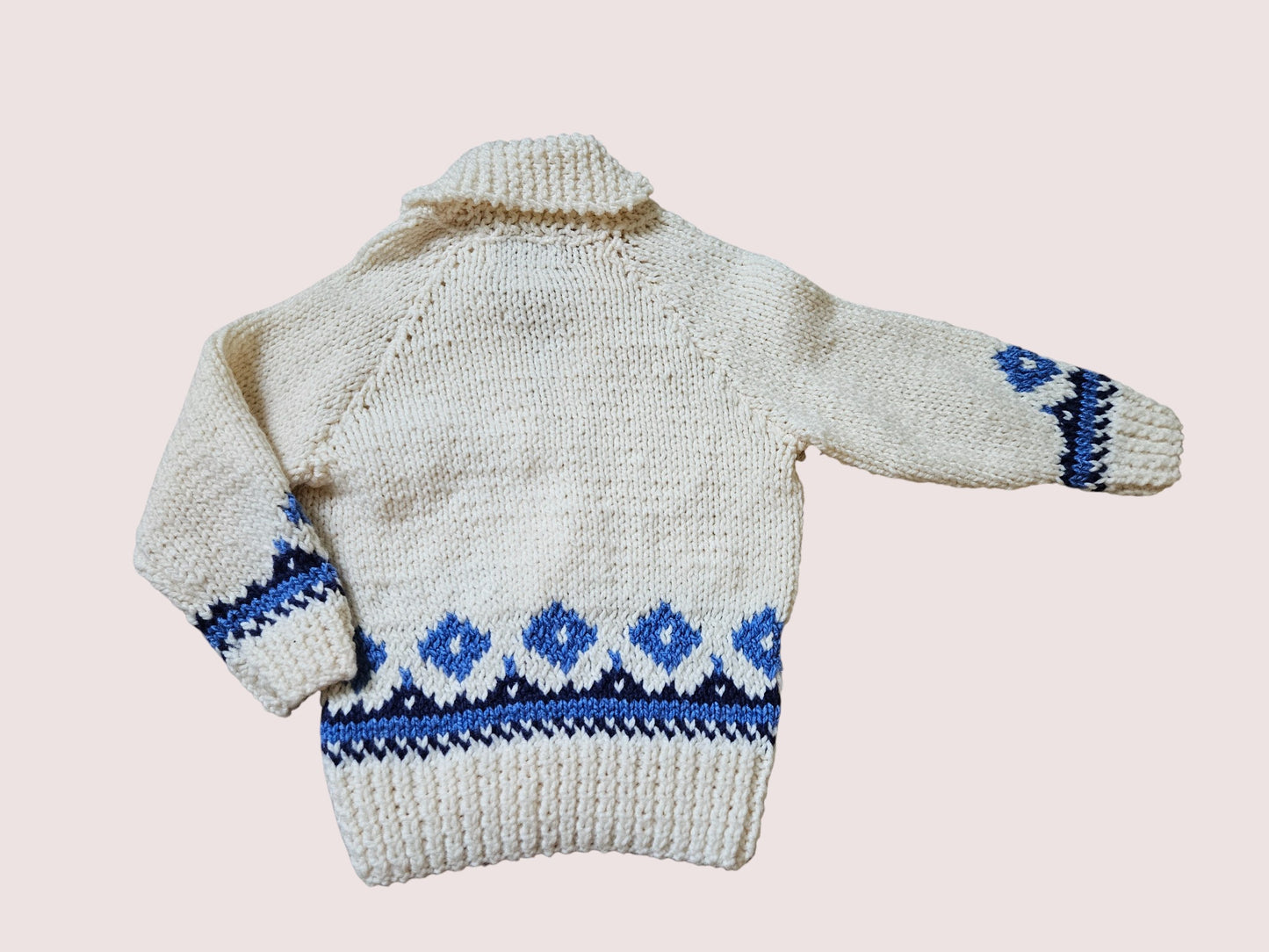 Handknit zip cardigan sweater approx 4-6y