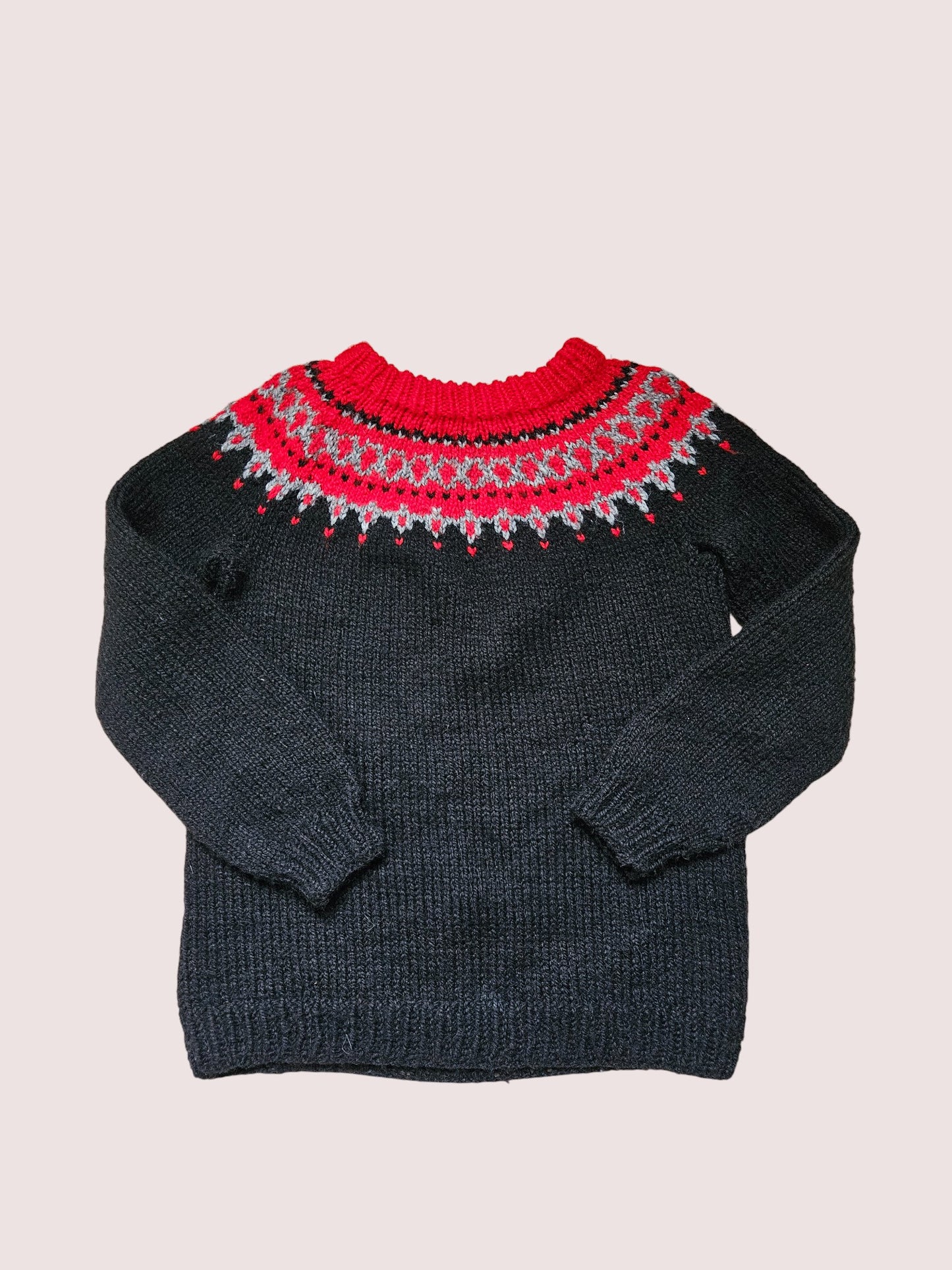 Handknit fair isle sweater approx 8-10Y Black