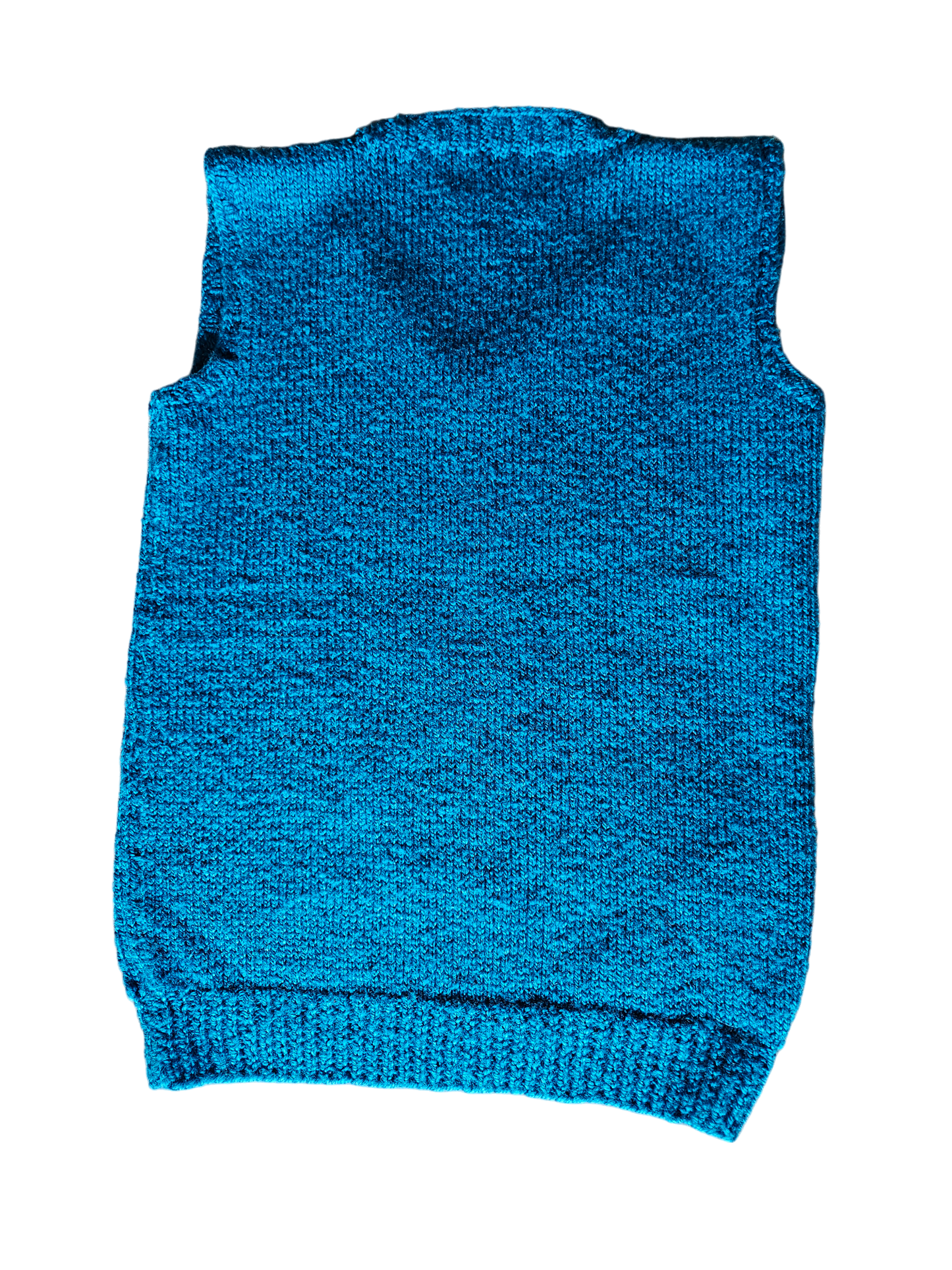 Handknit teal sweater vest approx 4-7y