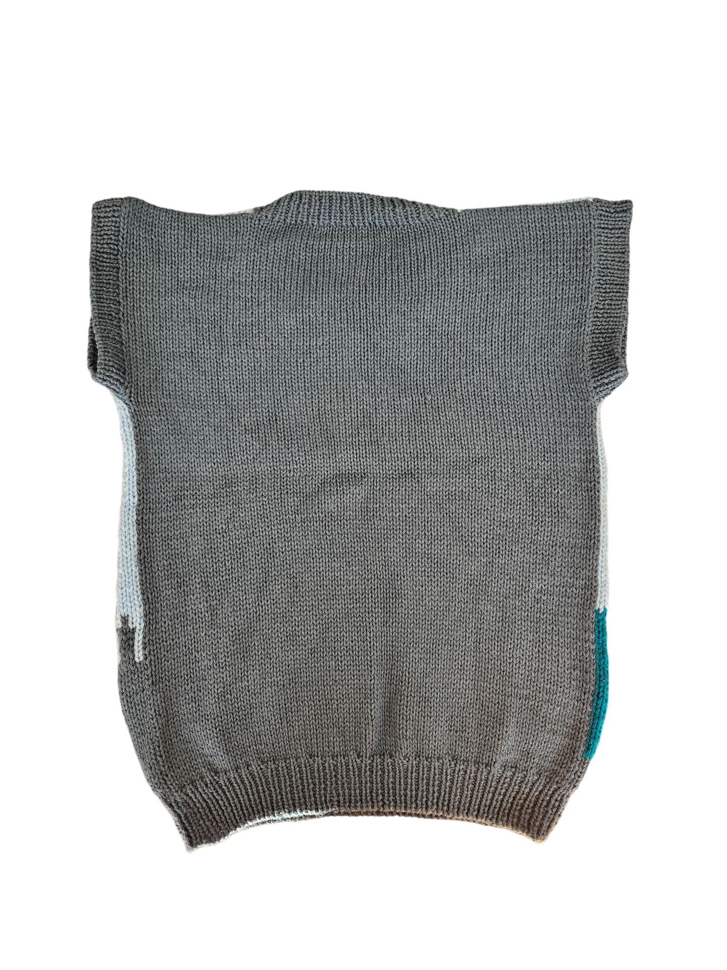 Handknit Stegosaurus knit sweater vest approx 6-9y