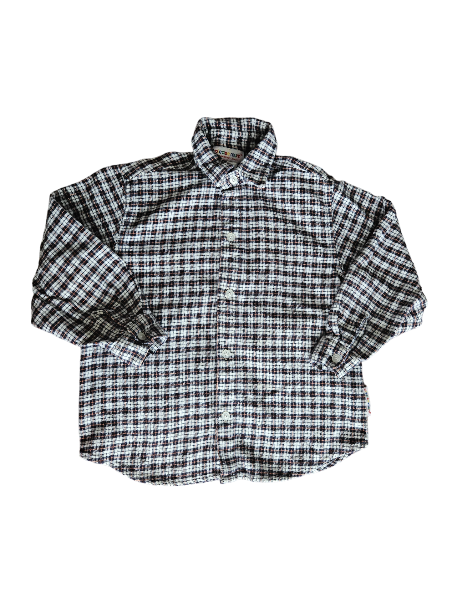 Vintage Please Mum plaid button up long sleeve Youth S