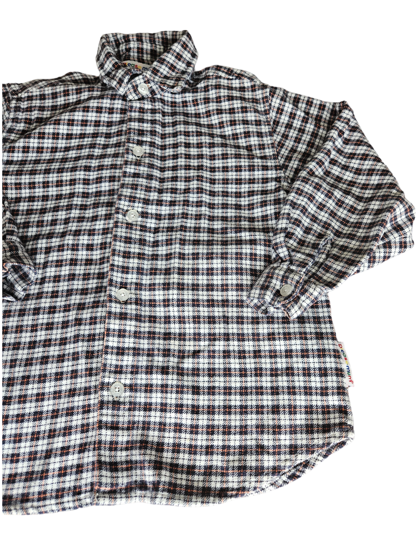 Vintage Please Mum plaid button up long sleeve Youth S