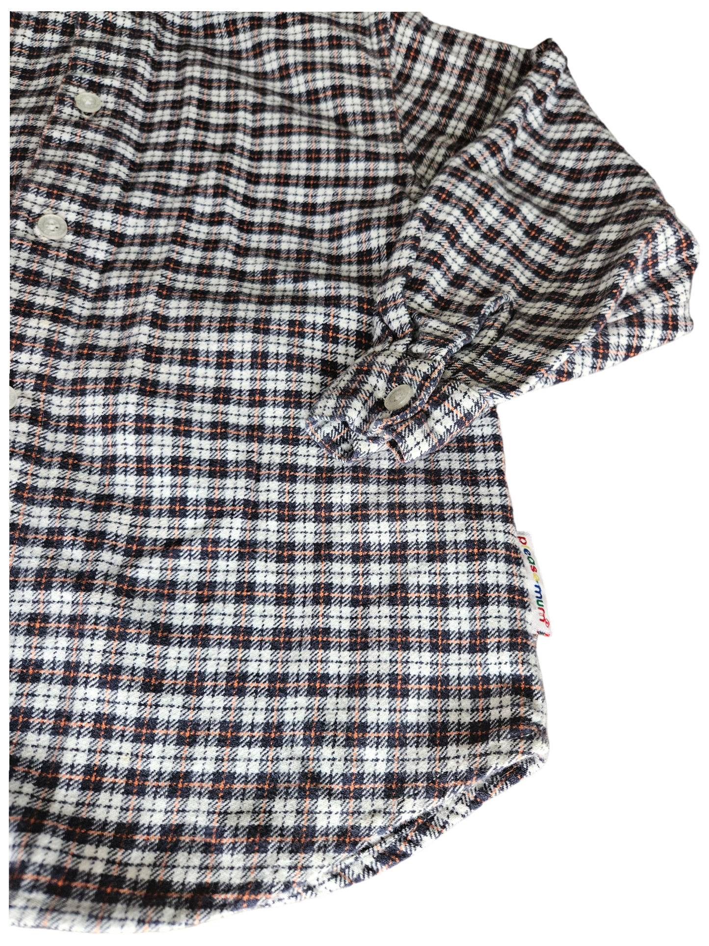 Vintage Please Mum plaid button up long sleeve Youth S