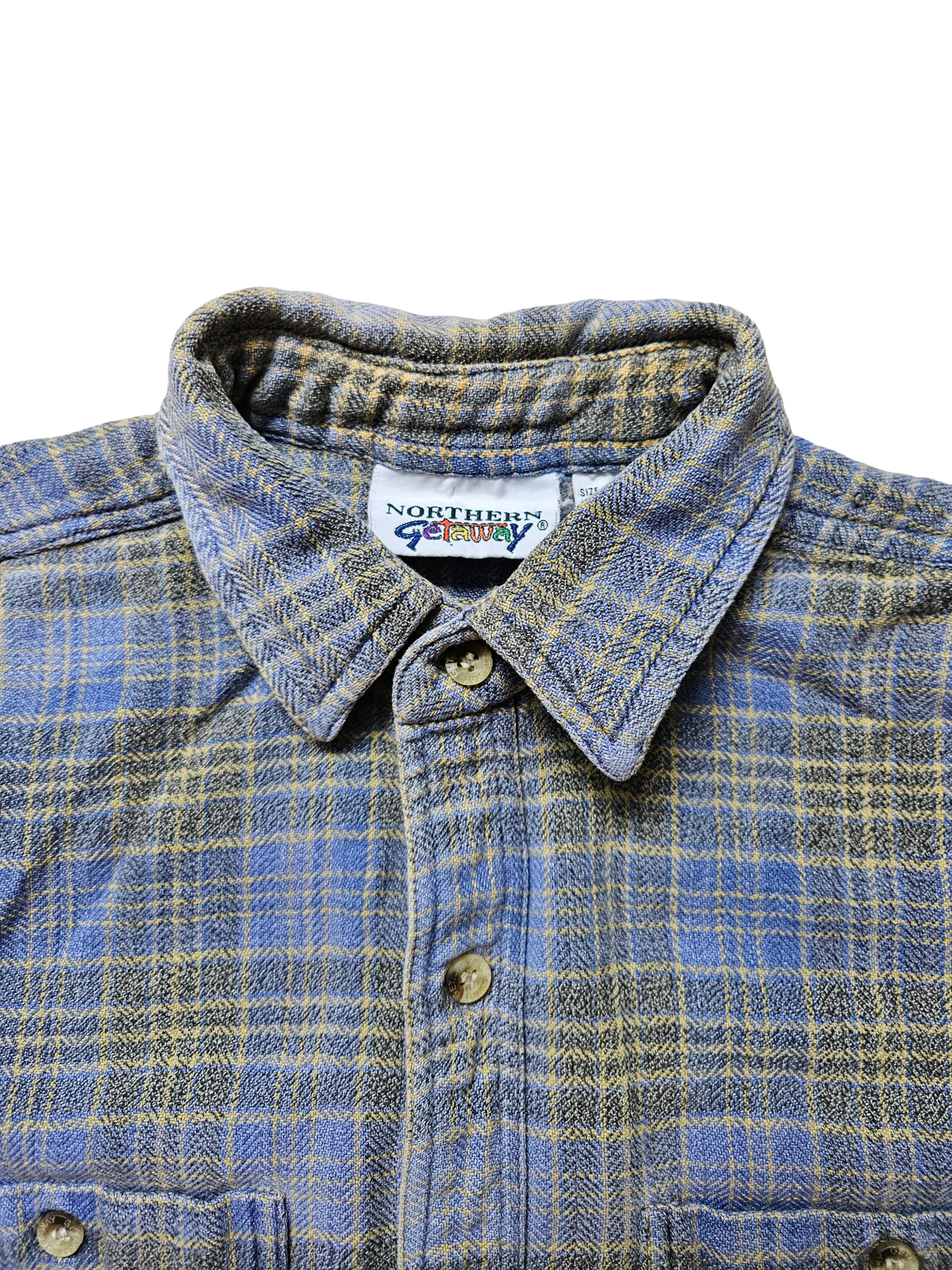 Vintage Northern Getaway flannel button up long sleeve Youth L