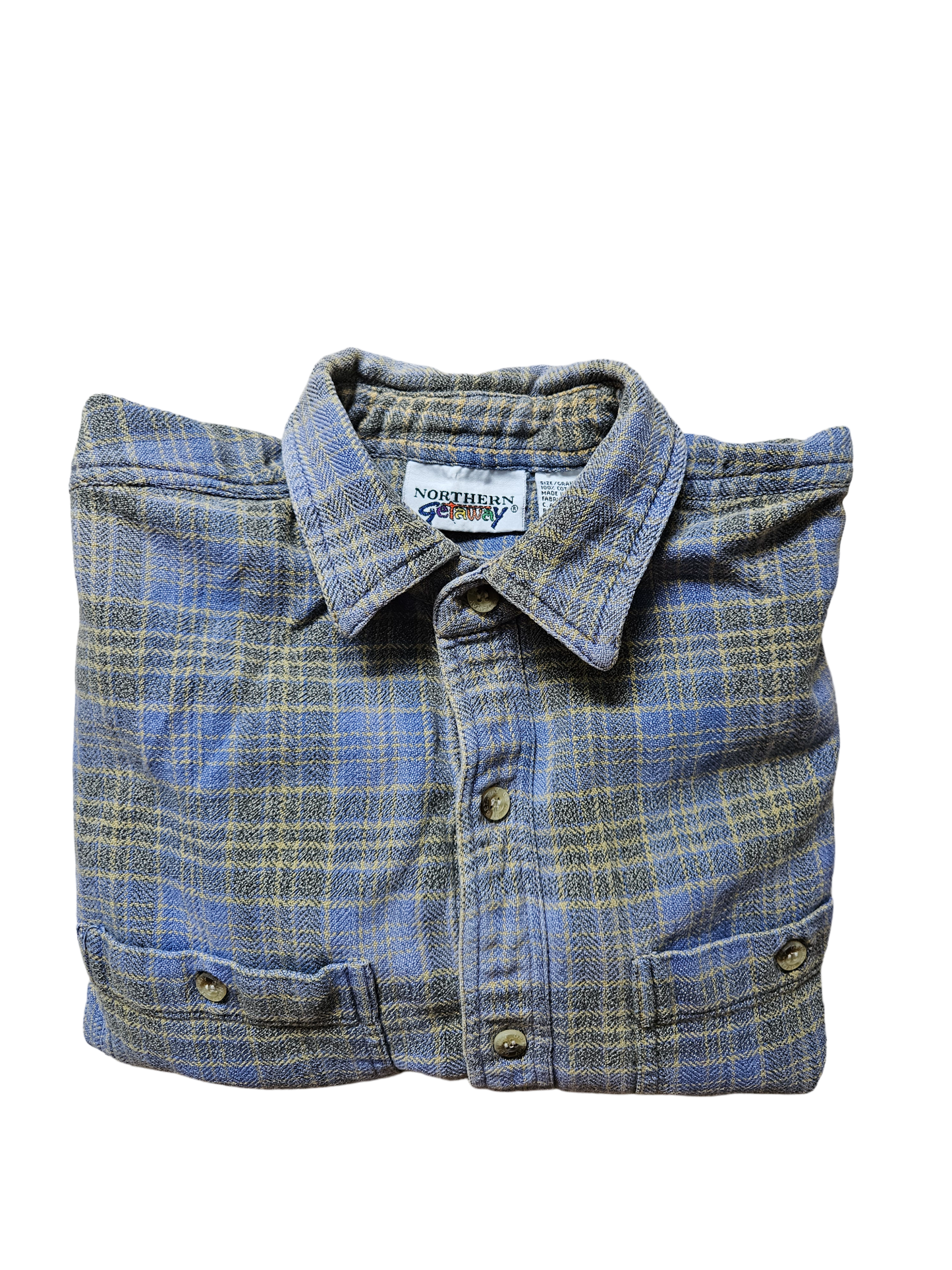 Vintage Northern Getaway flannel button up long sleeve Youth L