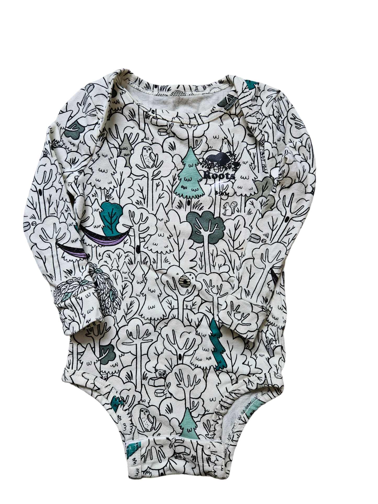Roots Buddy Beaver onesie 3-6m NWOT