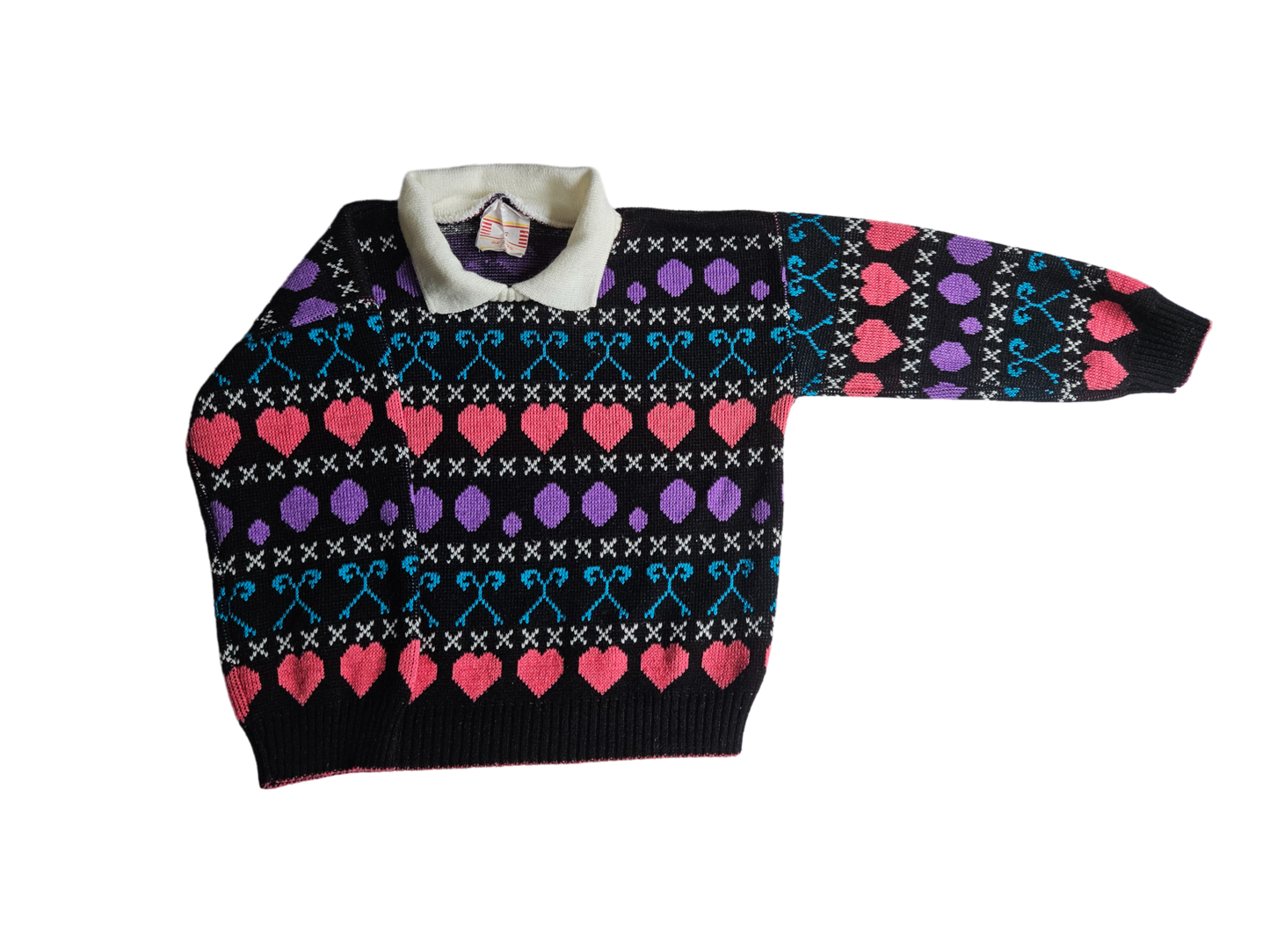 Vintage Sears acrylic knit collared heart sweater Size 5y