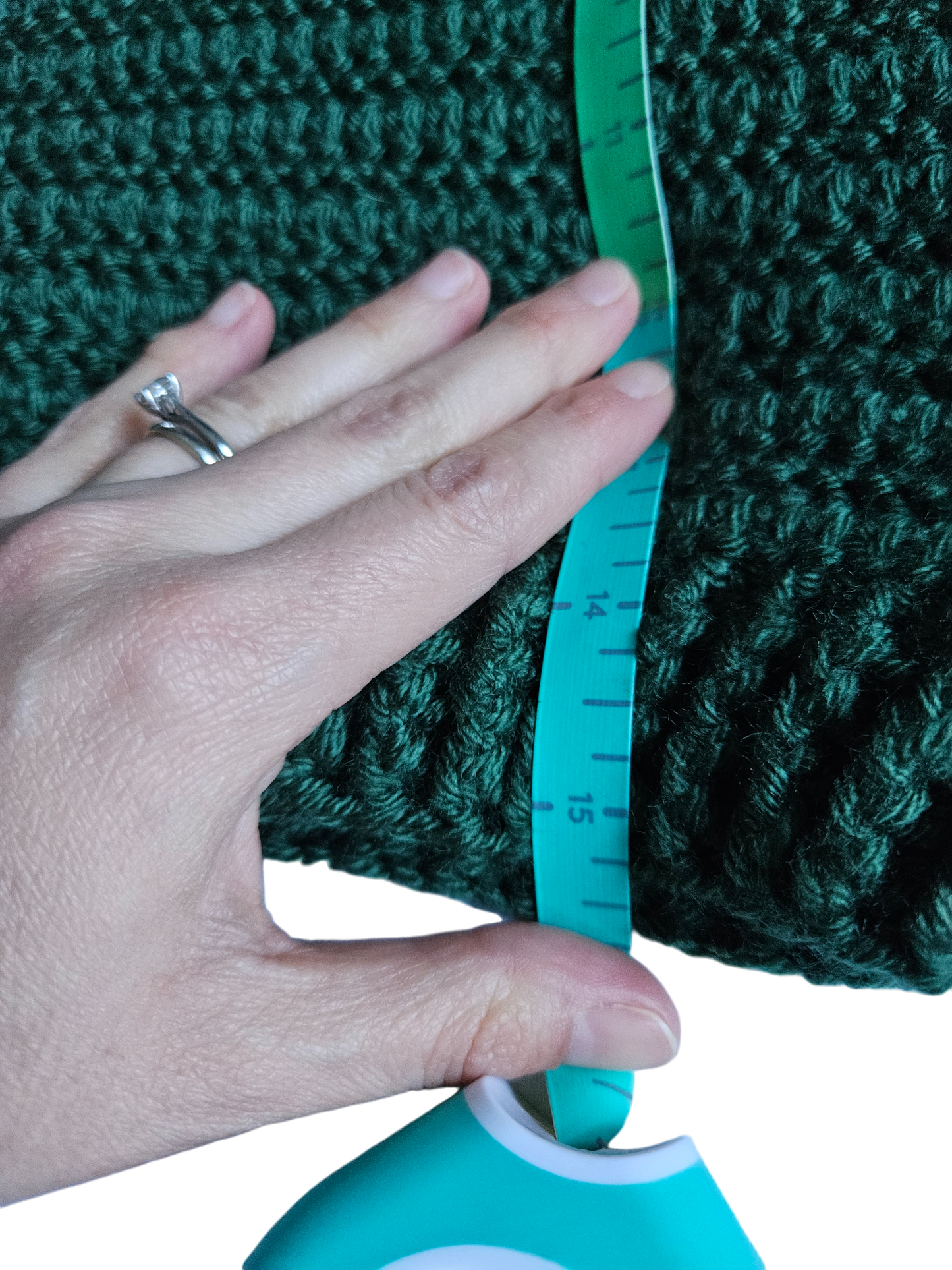 Navy and forest green cowl neck handknit sweater