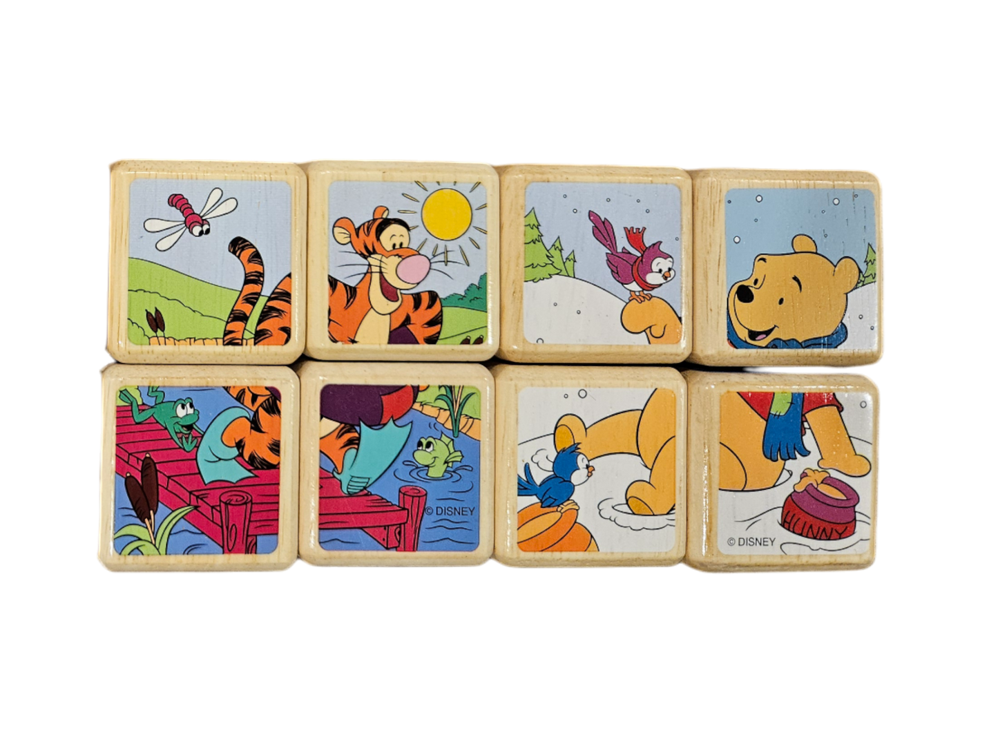 Vintage Fisher Price Disney Winnie the Pooh Wood ABC Puzzle Blocks