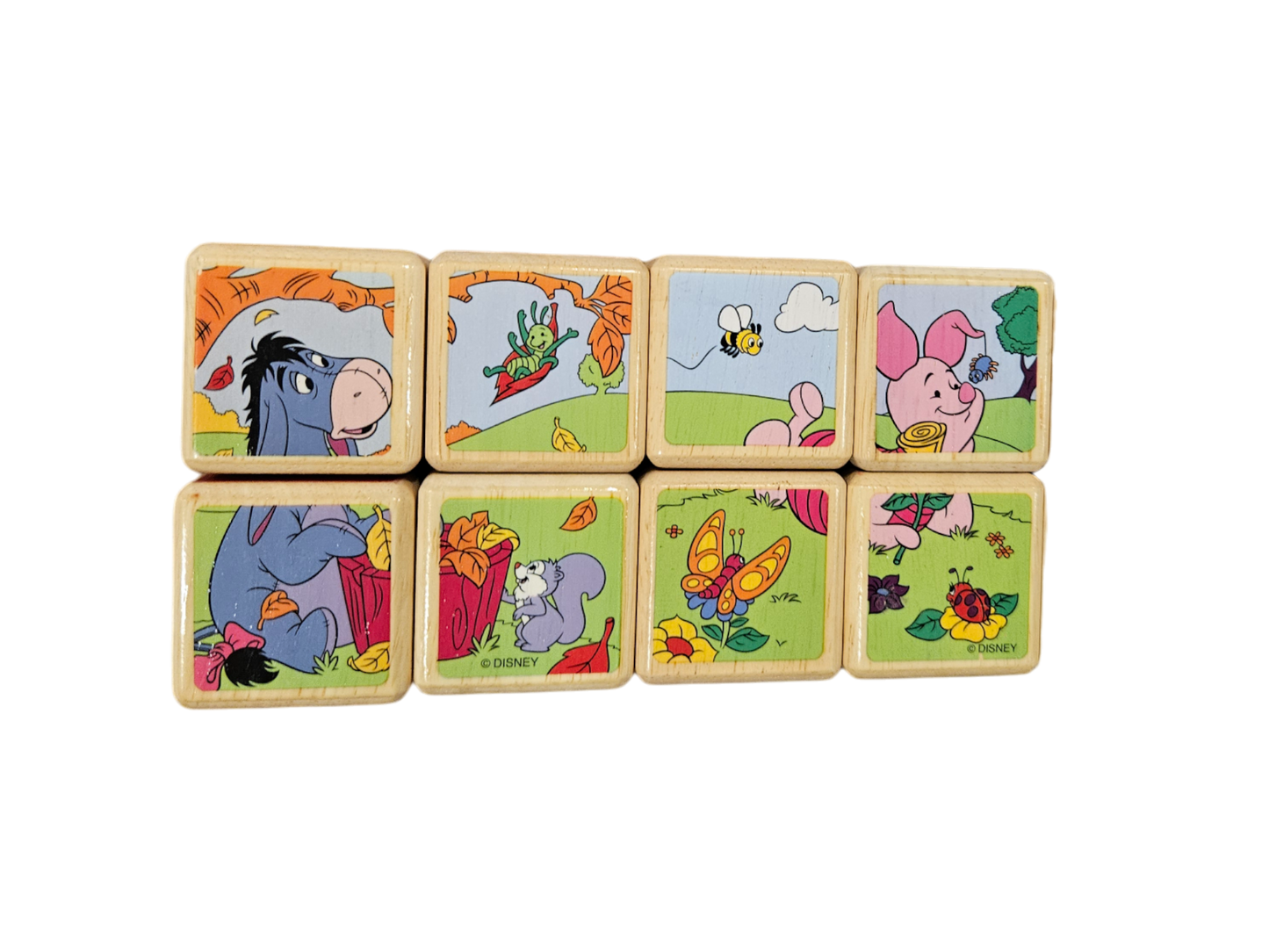 Vintage Fisher Price Disney Winnie the Pooh Wood ABC Puzzle Blocks