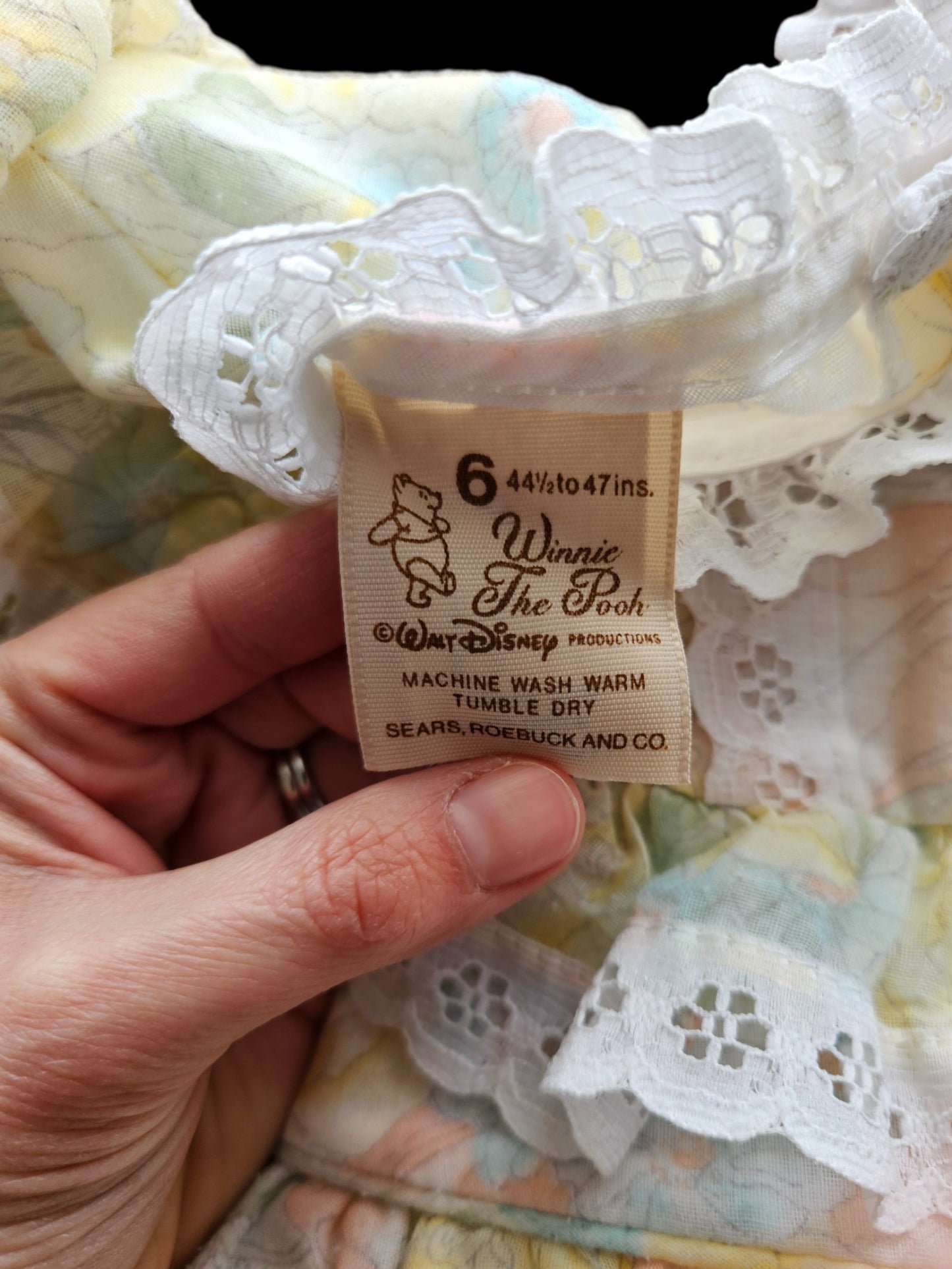 Vintage Winnie the Pooh floral print circle dress Size 6 Made in USA