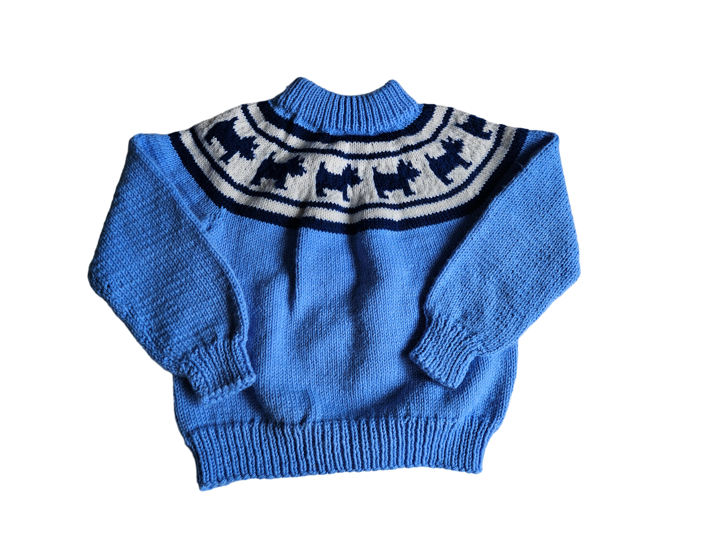 Handknit fair isle scottie dog sweater 5-7Y