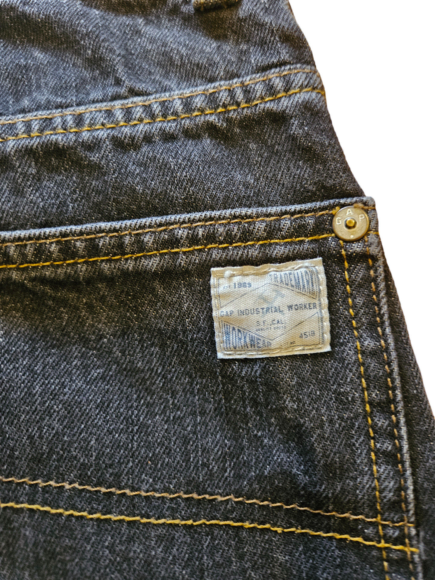 Retro Gap black denim utility jeans with front leg patch Size 12Y