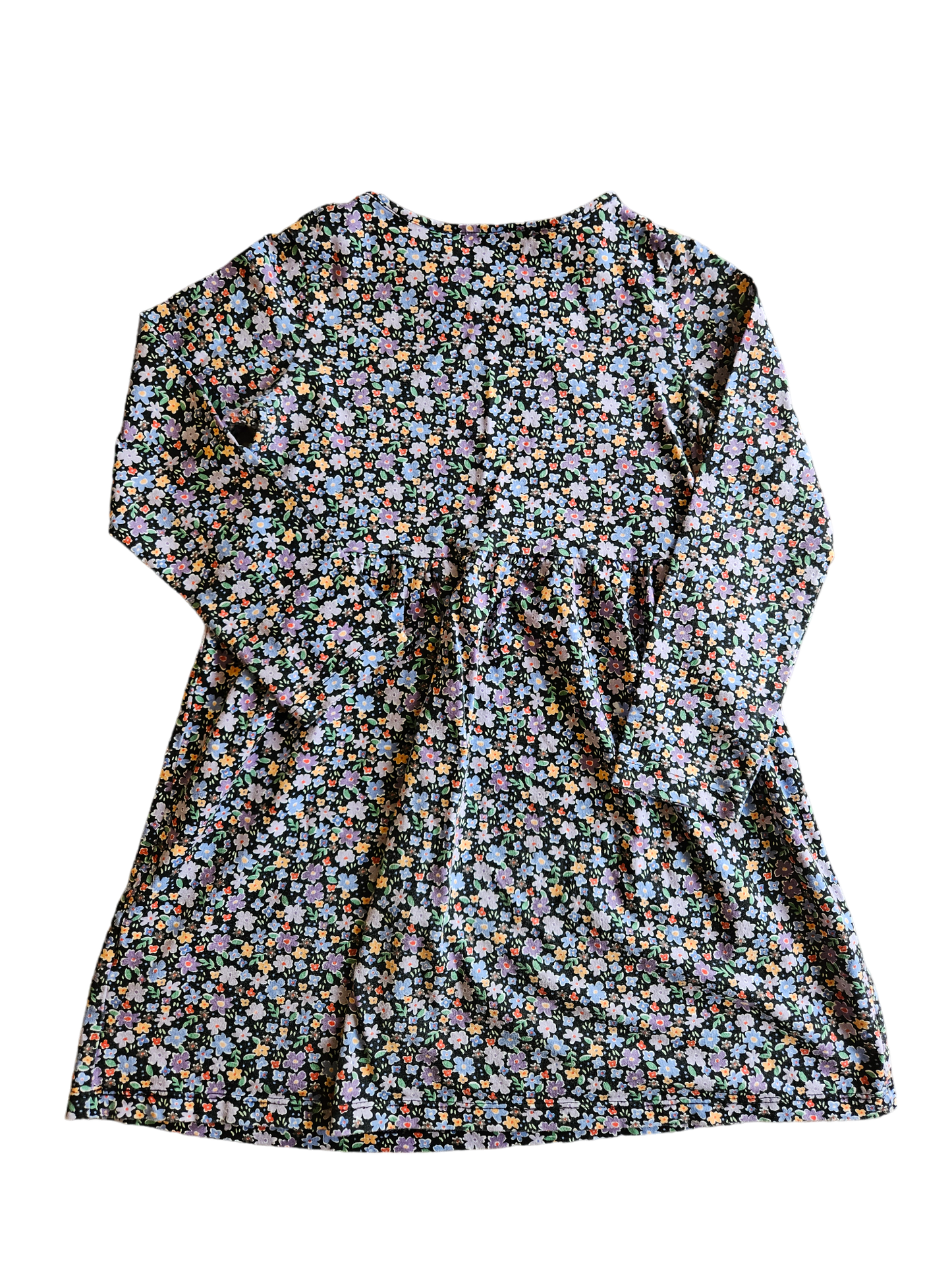 H&M black long sleeve dress with floral print 6-8Y