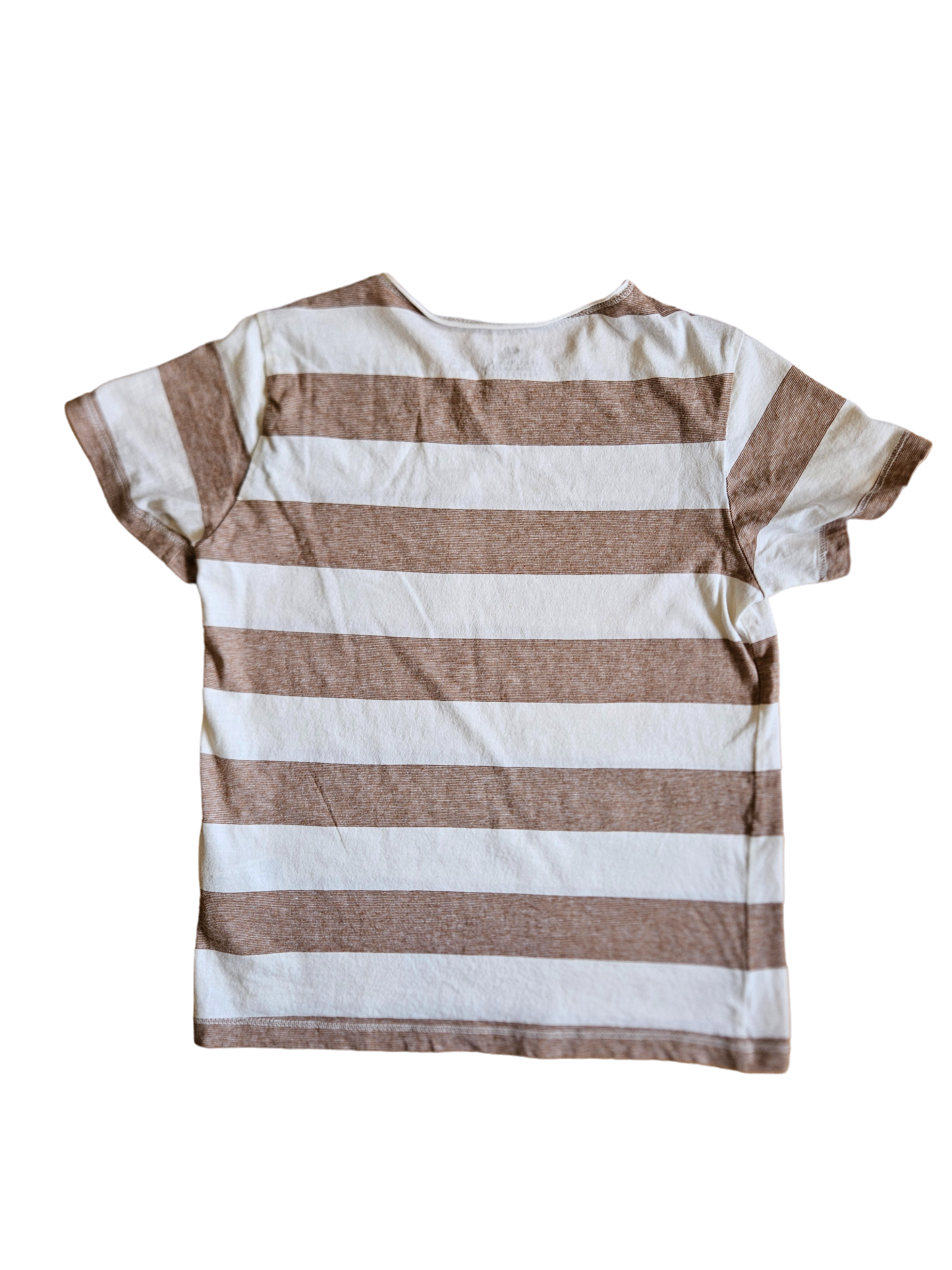 H&M brown and white striped short sleeve pocket tee 6-8y
