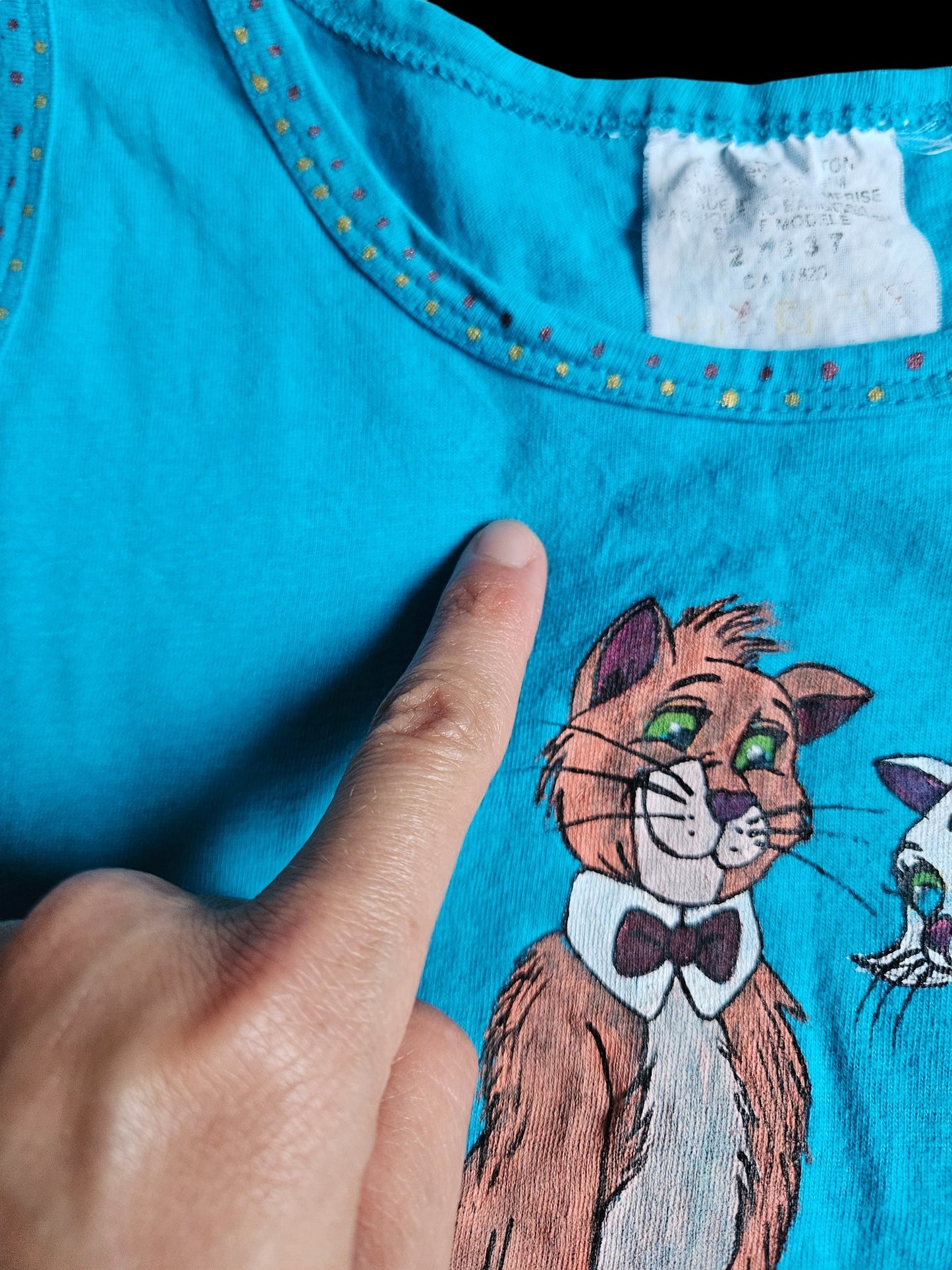 Hand painted Artistocats sleeveless tee Tagged 7/8Y