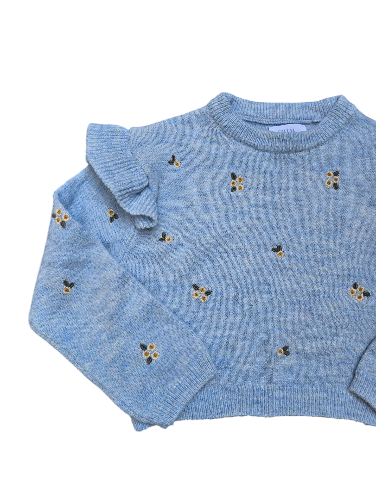 Zara acrylic knit sweater with floral embroidery size 9