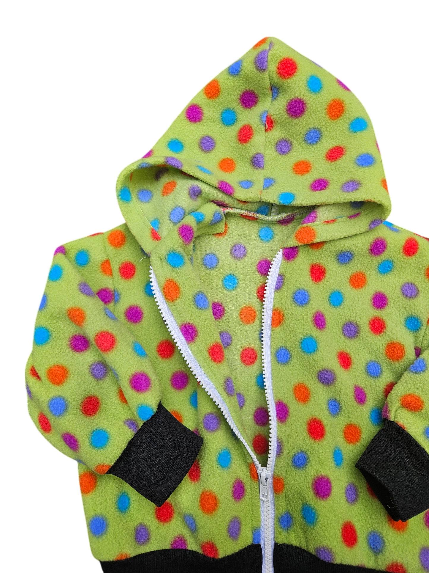Handmade polka dot fleece jacket 12-24m