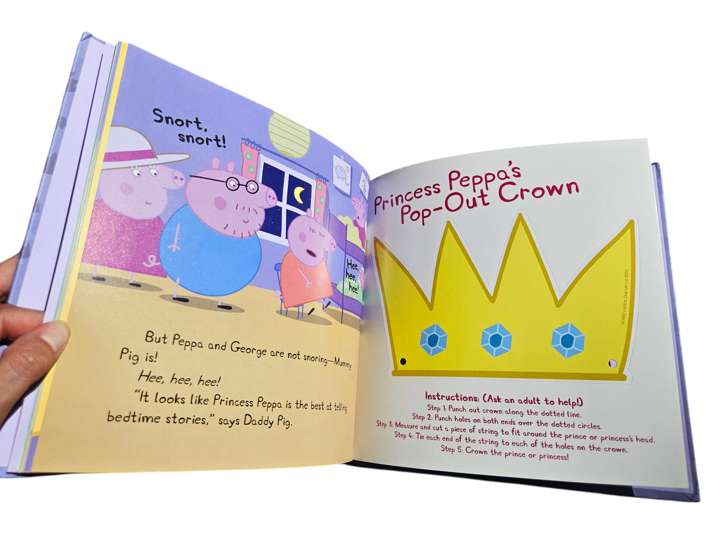 Peppa Pig "Princess Peppa" hardcover book with pop out princess crown EUC