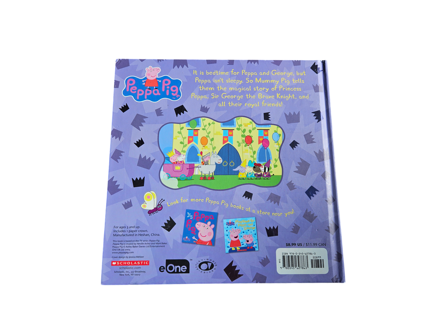Peppa Pig "Princess Peppa" hardcover book with pop out princess crown EUC