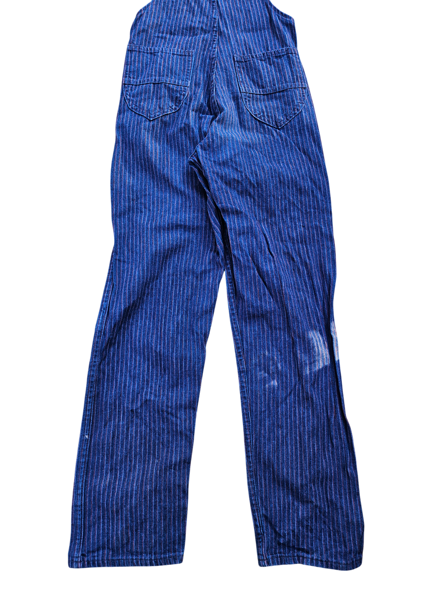 Vintage Oshkosh denim overalls with red and light blue stripe details Size 12