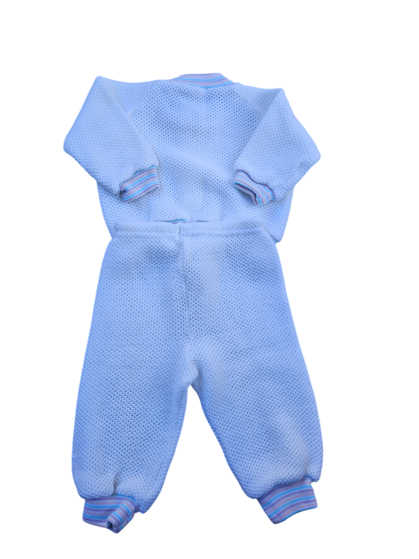 Vintage acrylic knit set with pastel ribbing No size tag, approx 3-6m