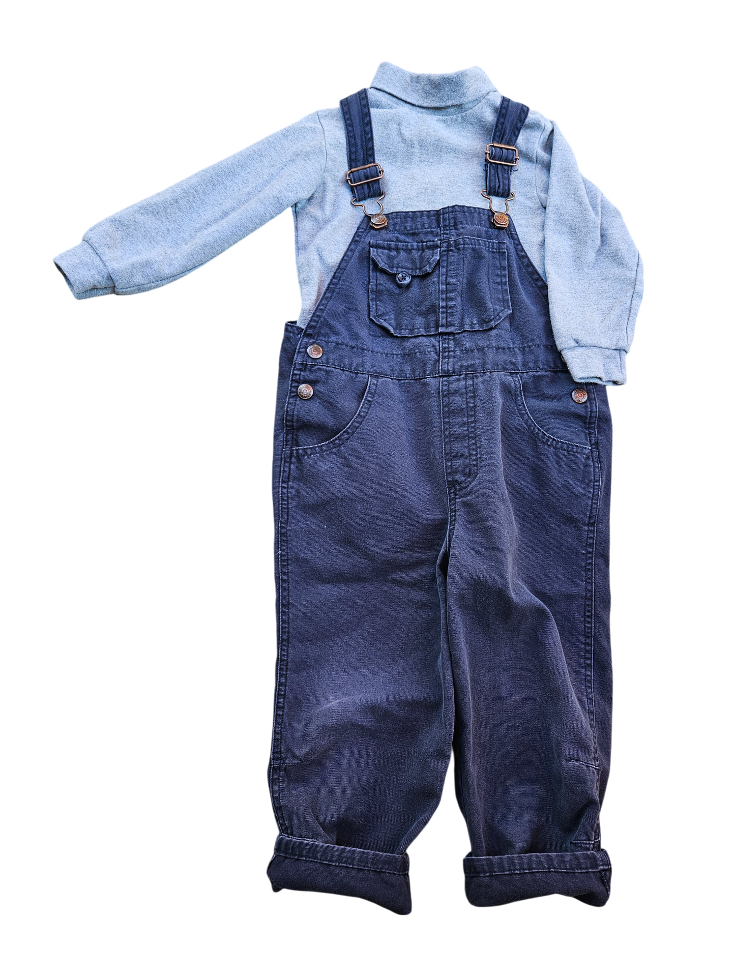 Retro gap dark grey overalls 3XL and Retro Place turtleneck long sleeve onesie 24m