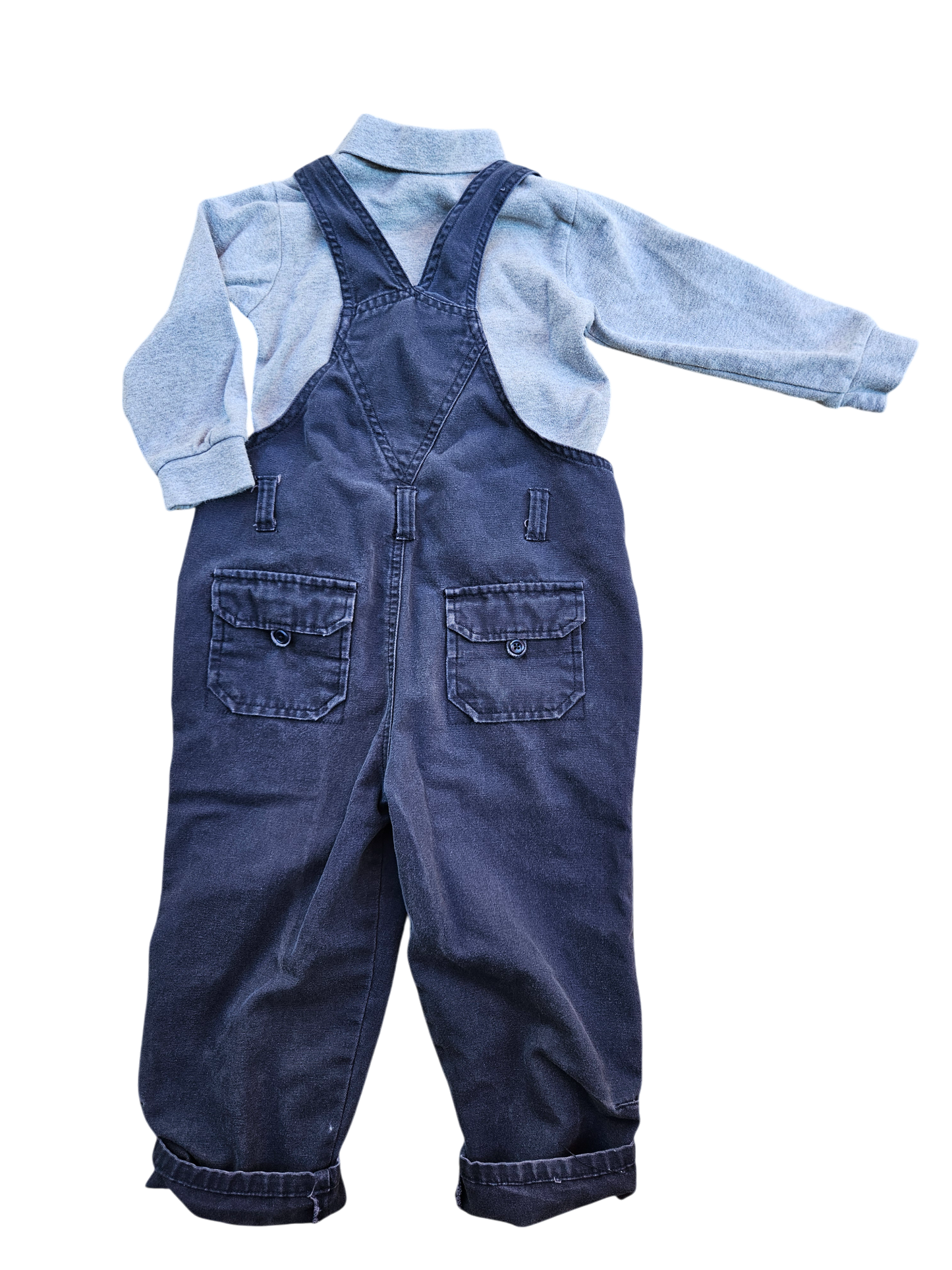 Retro gap dark grey overalls 3XL and Retro Place turtleneck long sleeve onesie 24m