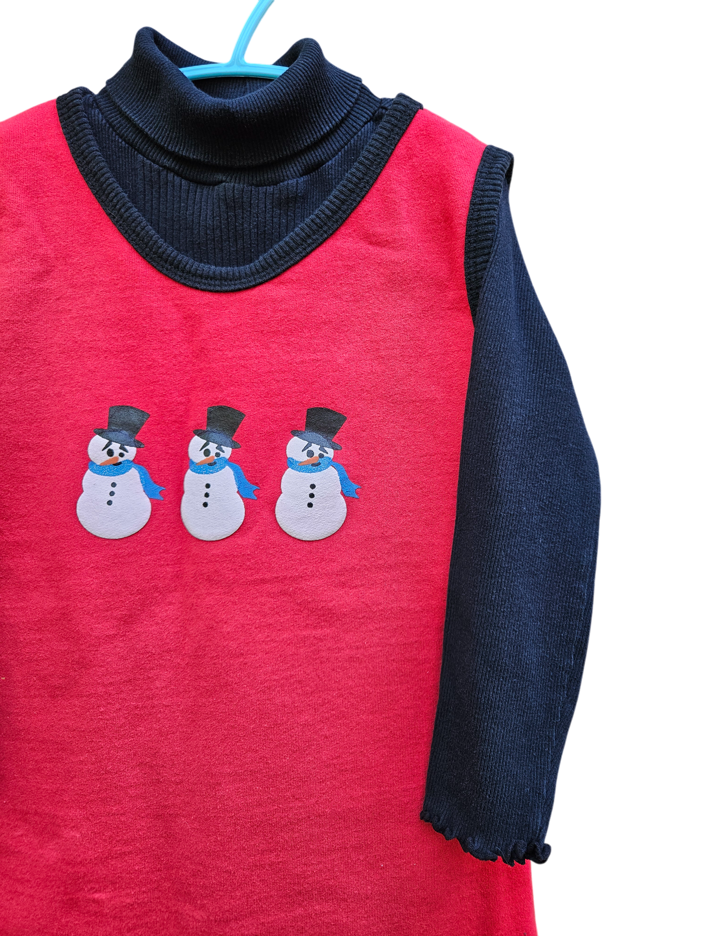 Vintage snowman dress 4-6y and turtleneck 5T
