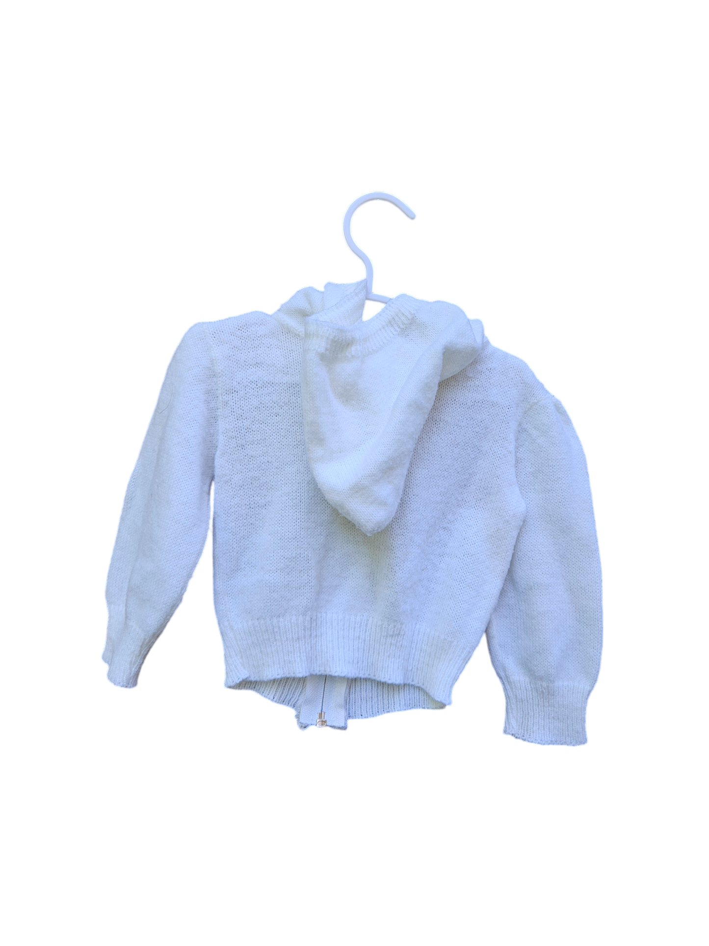 Vintage acrylic knit zip hoodie with ruffle collar 12-24m