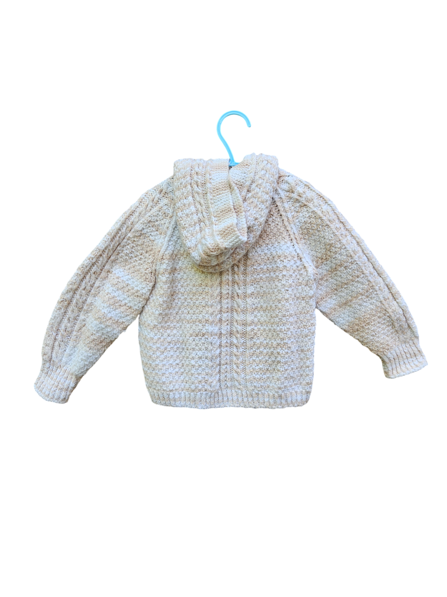 Handknit cream hooded cardigan Approx 2-3y