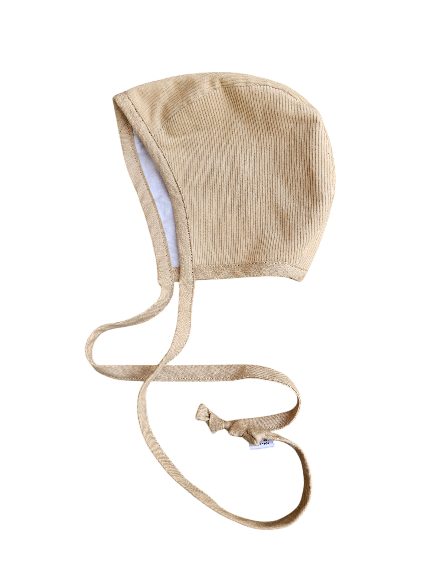 Handmade corduroy bonnet 3-6m -cream