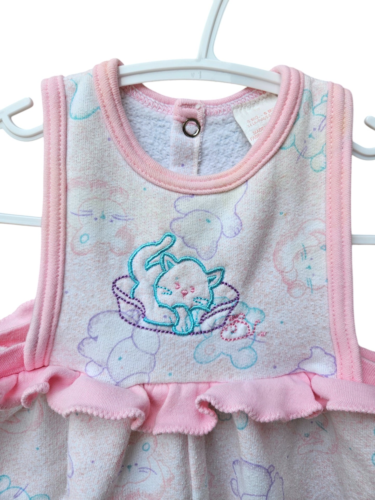 Vintage romper with cats, bunnies and bears 6M