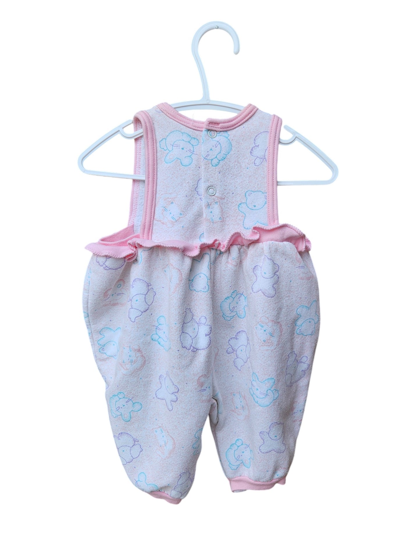 Vintage romper with cats, bunnies and bears 6M