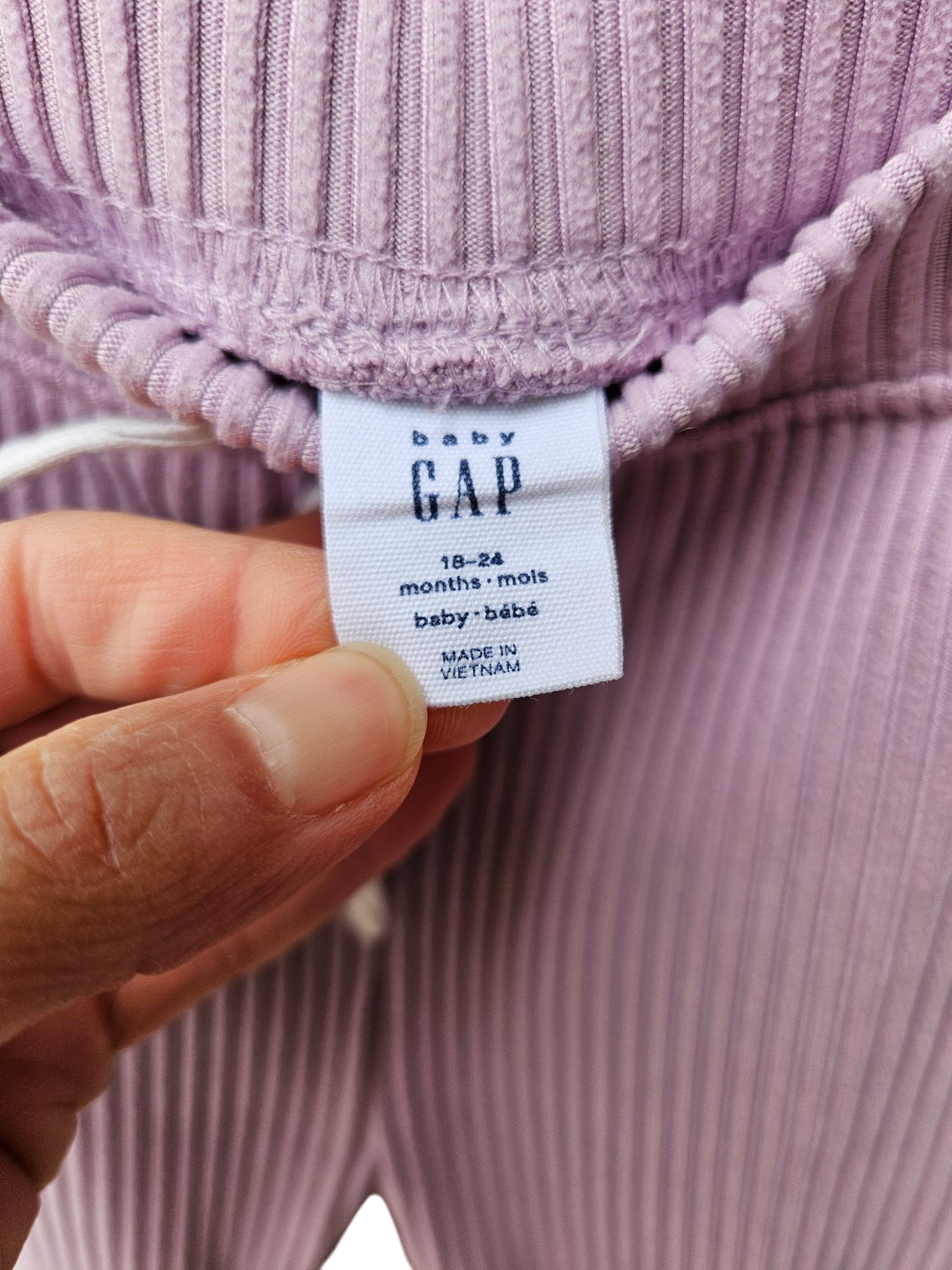 babygap lilac ribbed pants 18-24M