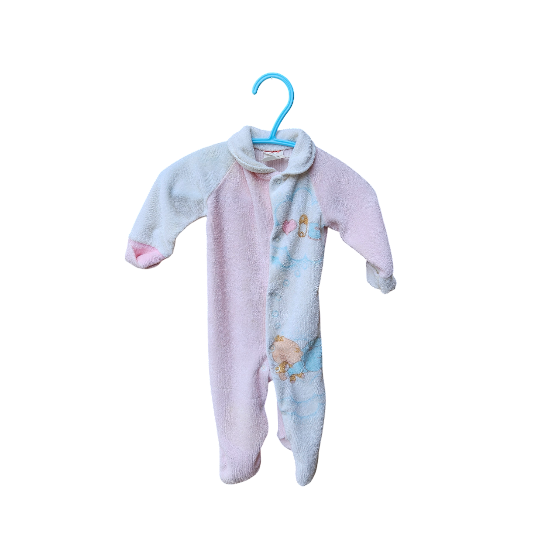 Vintage Snugabye terry sleeper with convertible mittens Approx 0-3M