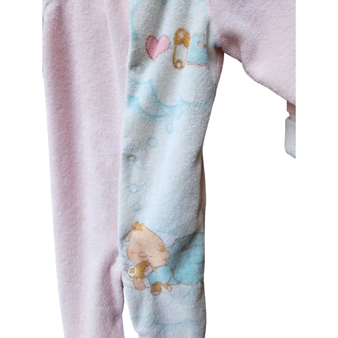 Vintage Snugabye terry sleeper with convertible mittens Approx 0-3M