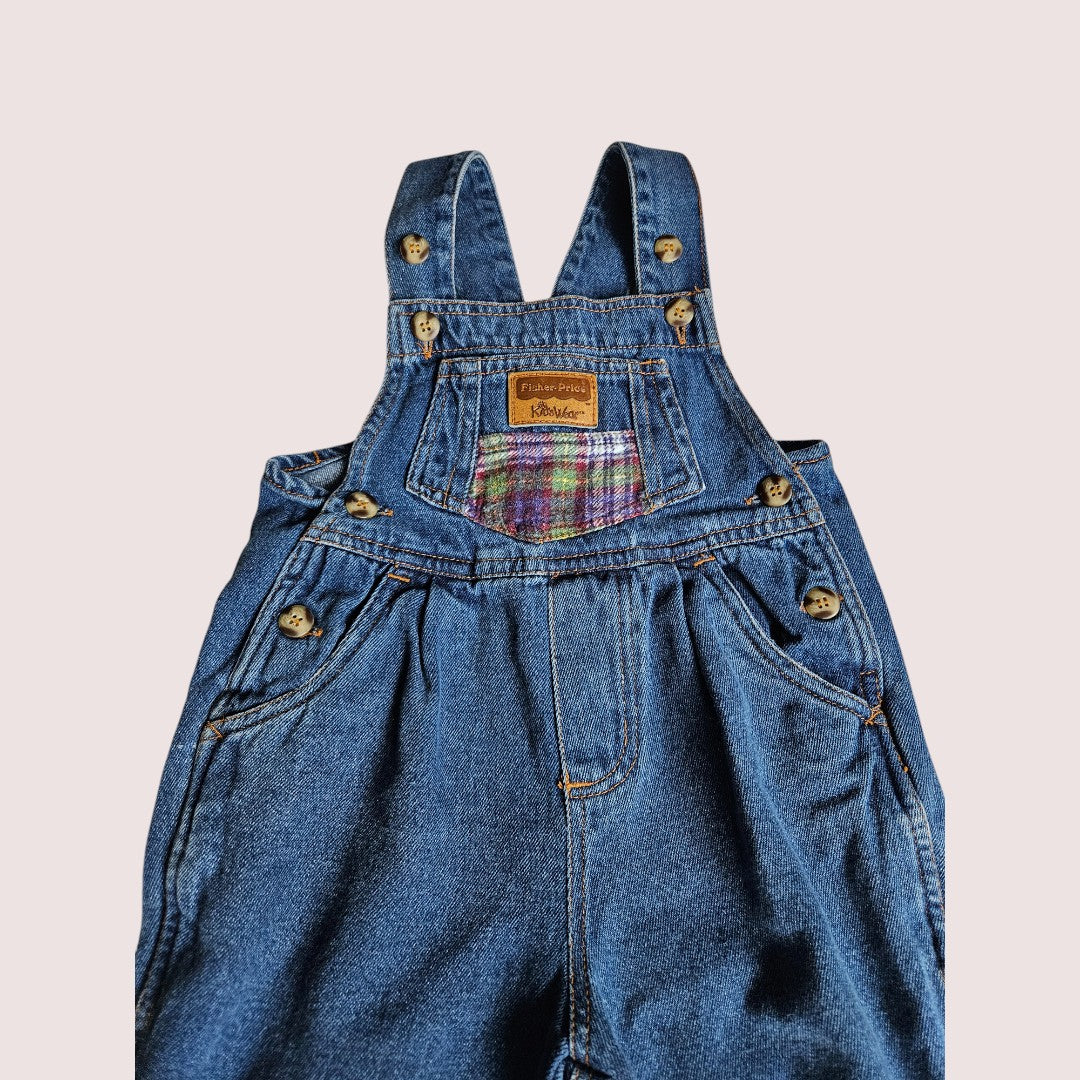 Vintage Fisher Price overalls with plaid flannel details Size 2