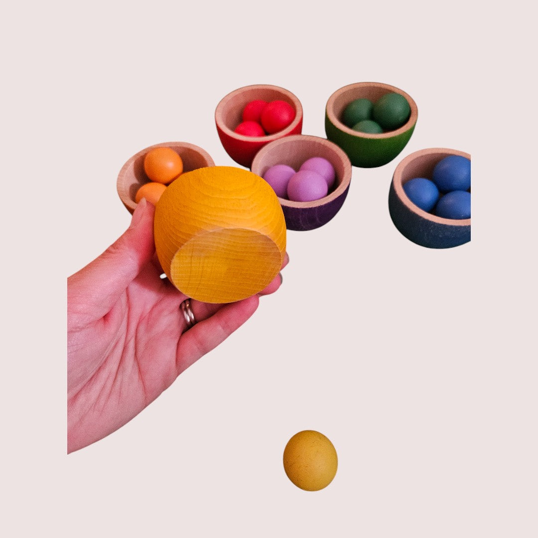Grapat wooden coloured bowls (6 pieces, balls not included)