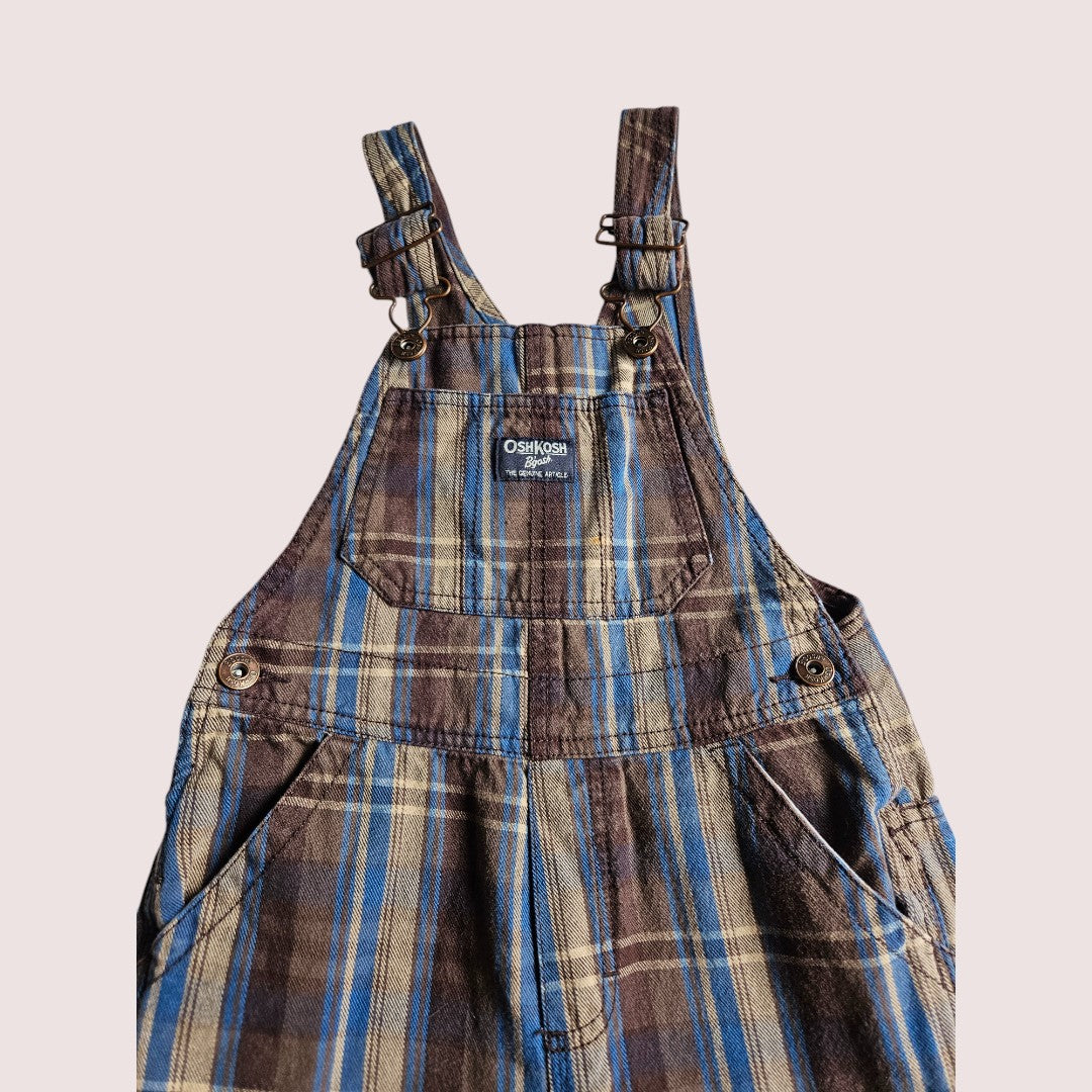 Modern oshkosh overalls in a cool plaid colourway Tagged 5T