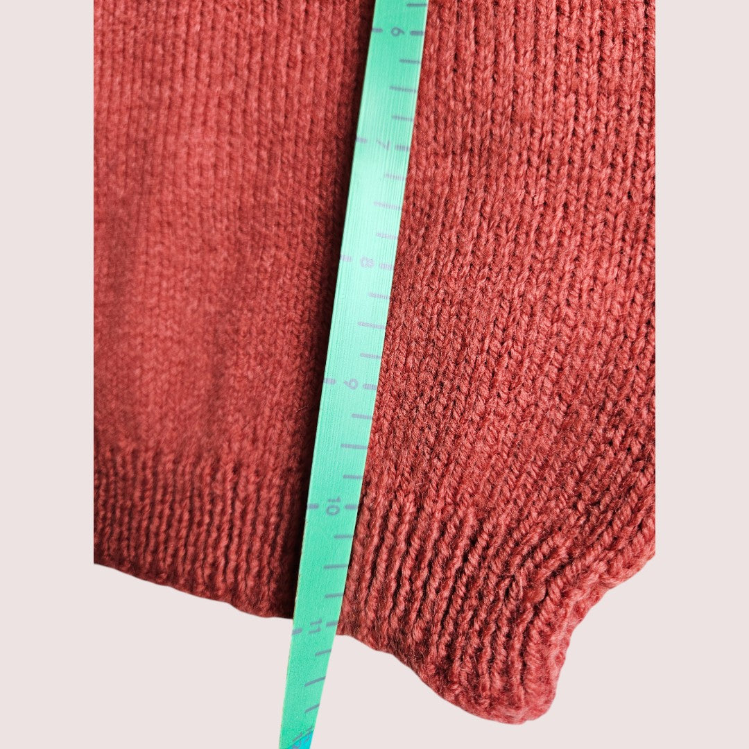 Handknit sweater in burnt orange colour 6-12m