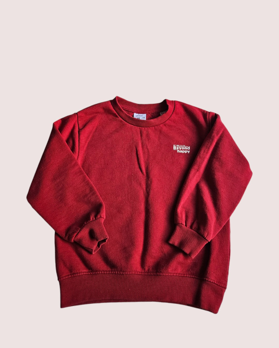 Zara "Beyond Happy" Crewneck 5-6T Red