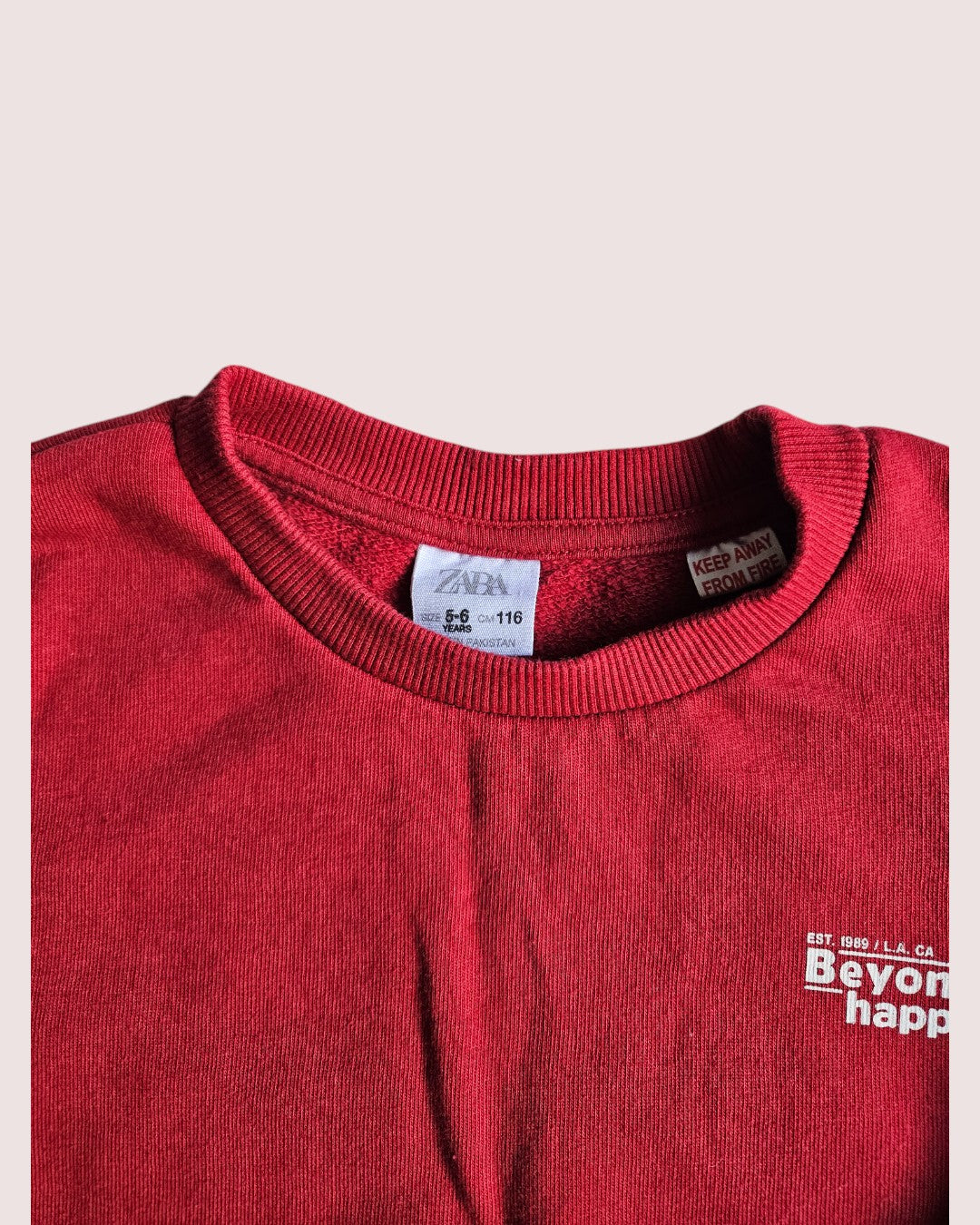 Zara "Beyond Happy" Crewneck 5-6T Red