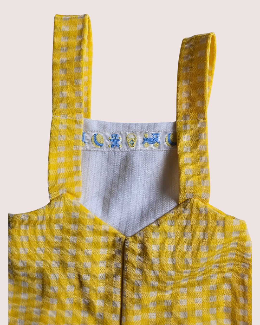 Vintage checkered shortalls approx 6-9m