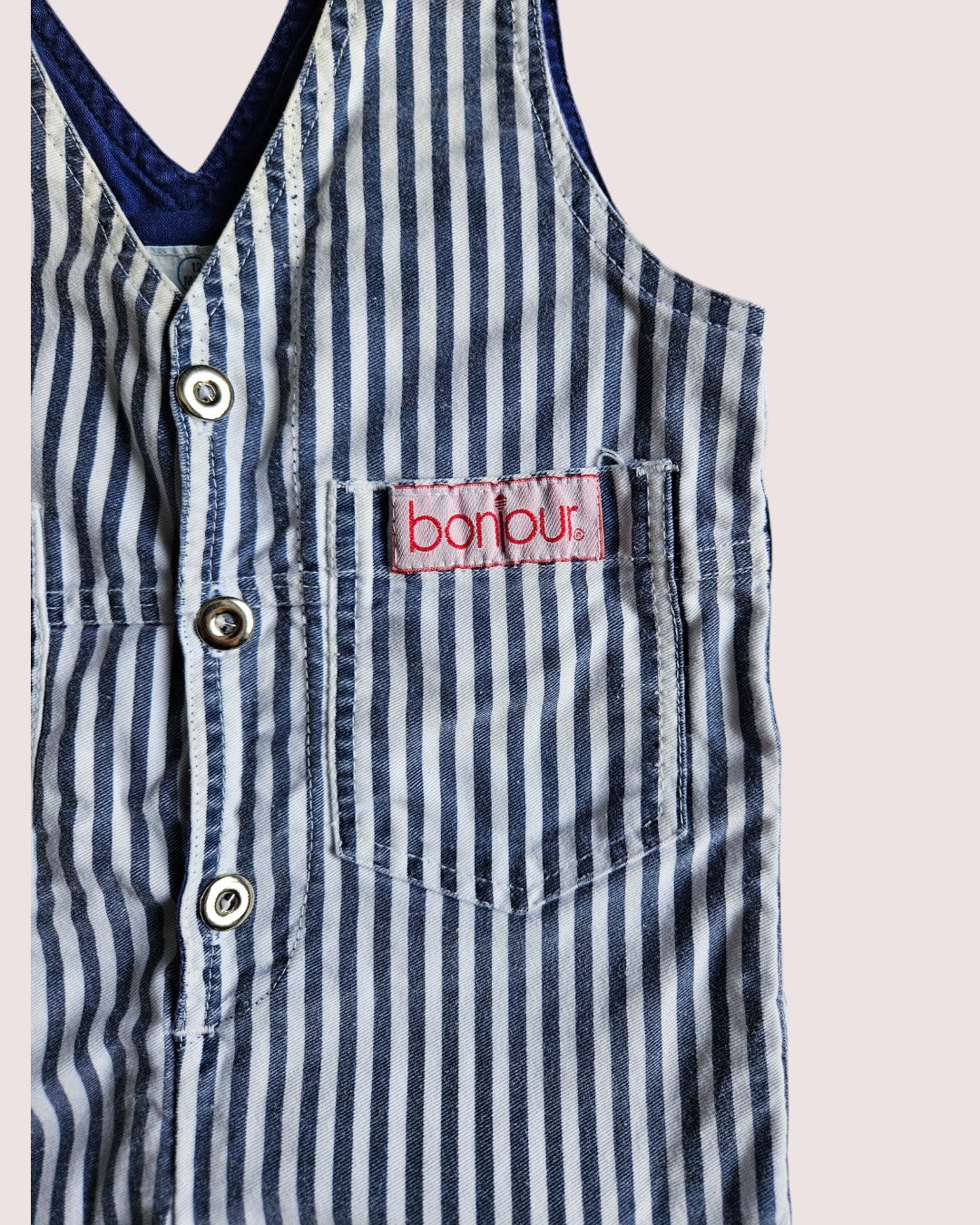 Vintage bonjour striped short romper with matching tee 12m